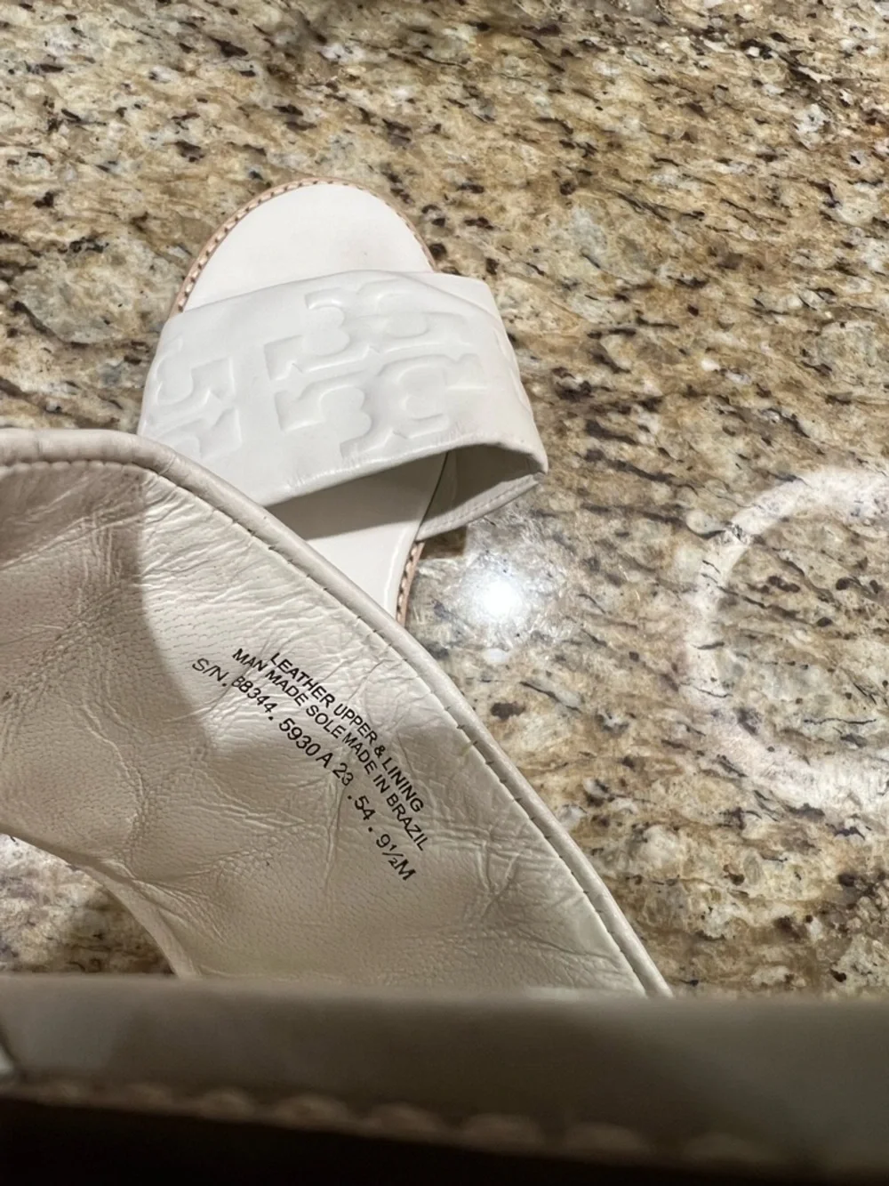 Tory Burch Everly High Frequency White Logo Embossed Slide Sandals 9.5M